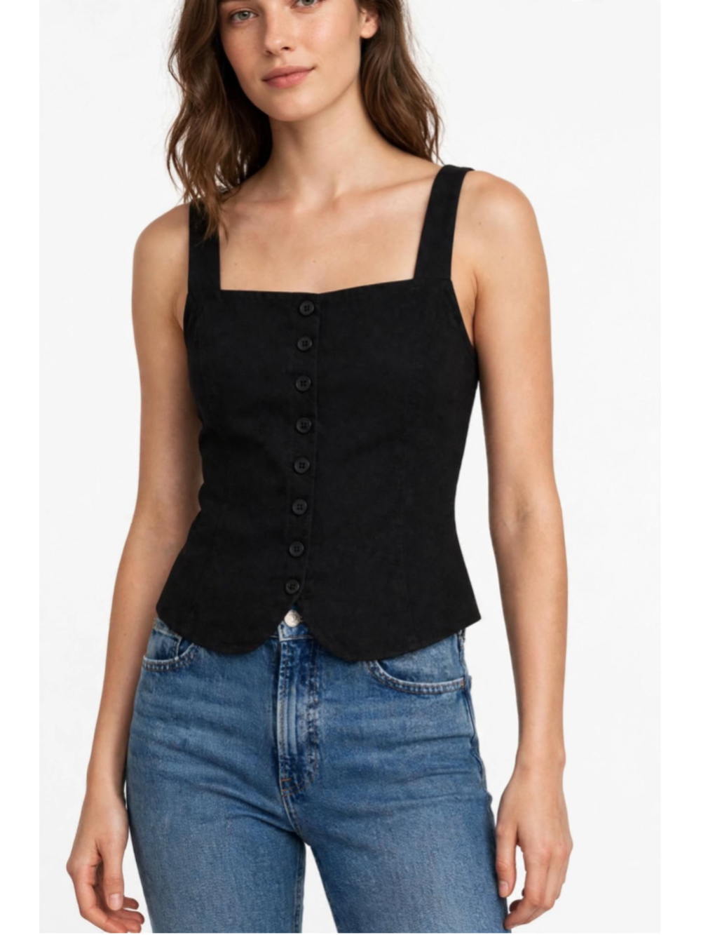 Women's A New Day Black Button-Front Tank Top Size XS